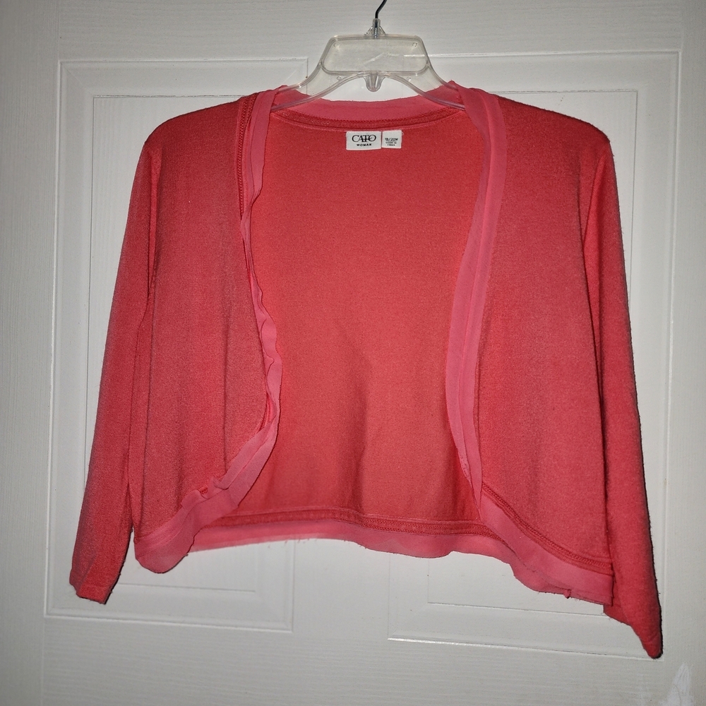 Cato Women's Pink Shrug Sweater Open Front 3/4 Length Sleeves Size 18/20W